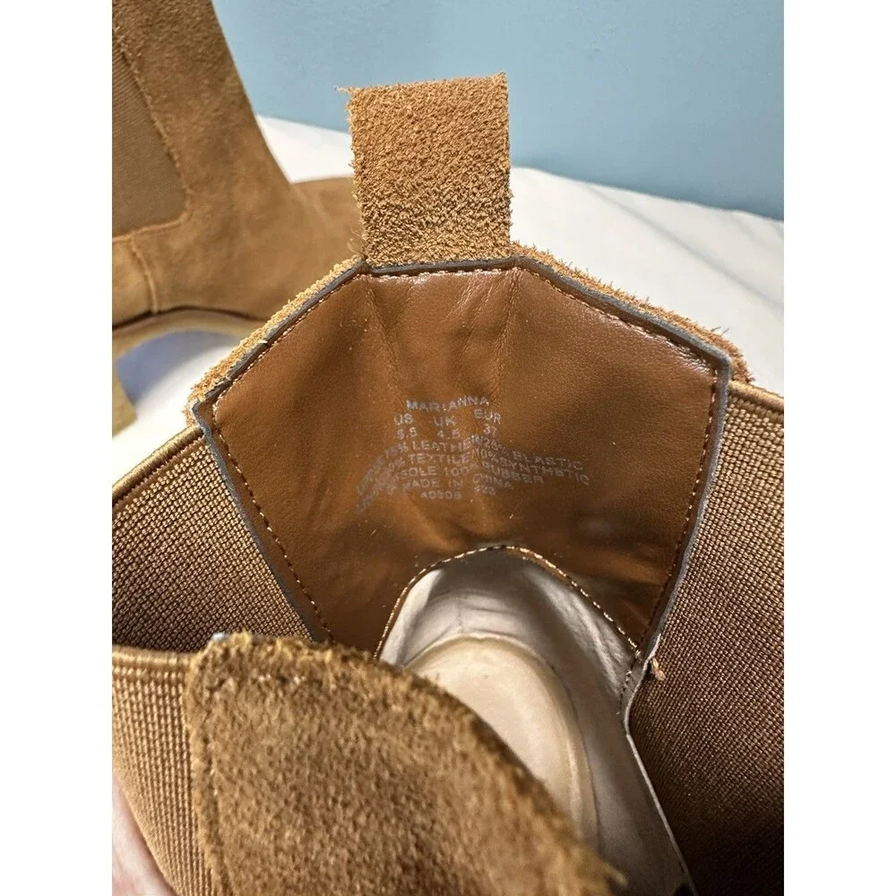 Lauren Ralph Lauren Women Marianna Block Heel Chelsea Boots Size US 6.5 Brown